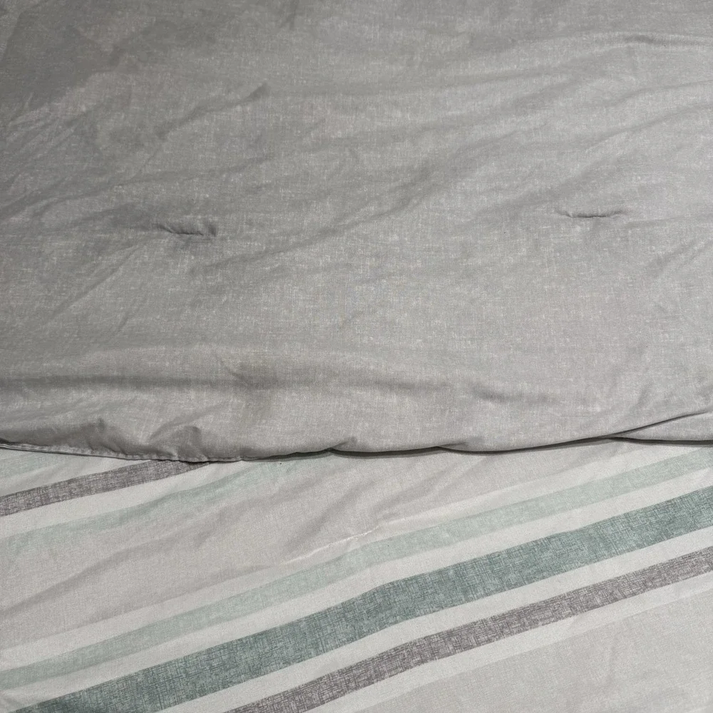 Sunham Home Fashions Striped Comforter King 104x90 Gray Aqua White